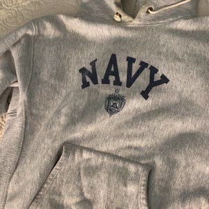Navy Naval Academy grey Champion Hoodie - vintage mens L